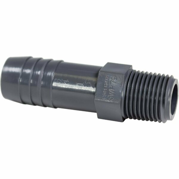 Boshart 1/2 In. MPT x 3/4 In. Insert Reducing Polypropylene Hose Adapter UPPIA-0507